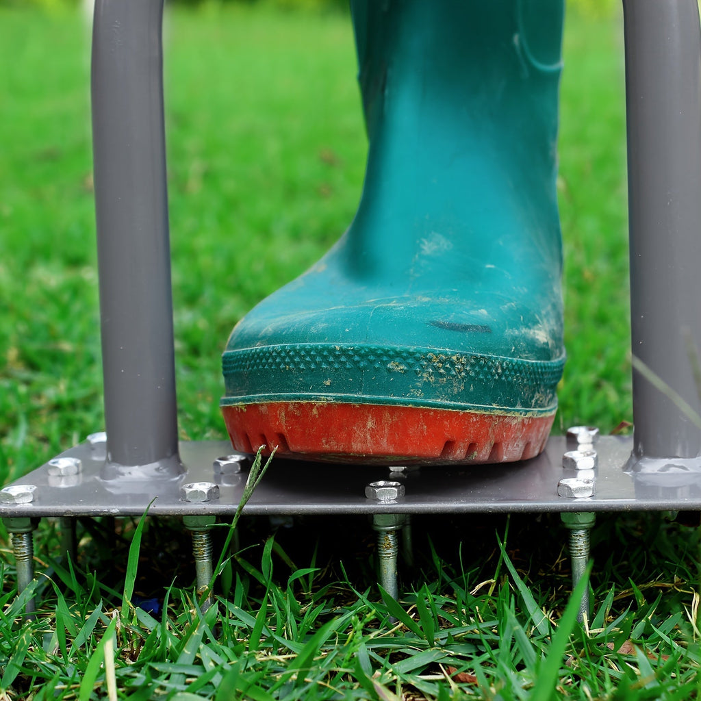 15-Spike Manual Lawn Aerator with T-Handle, 34.6-Inch Shaft and 9.2-Inch Foot Plate in Gray — image 3