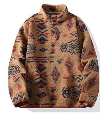 Mens Retro Tie-Dye Stand-Up Collar Polo Shirt Sweatshirt