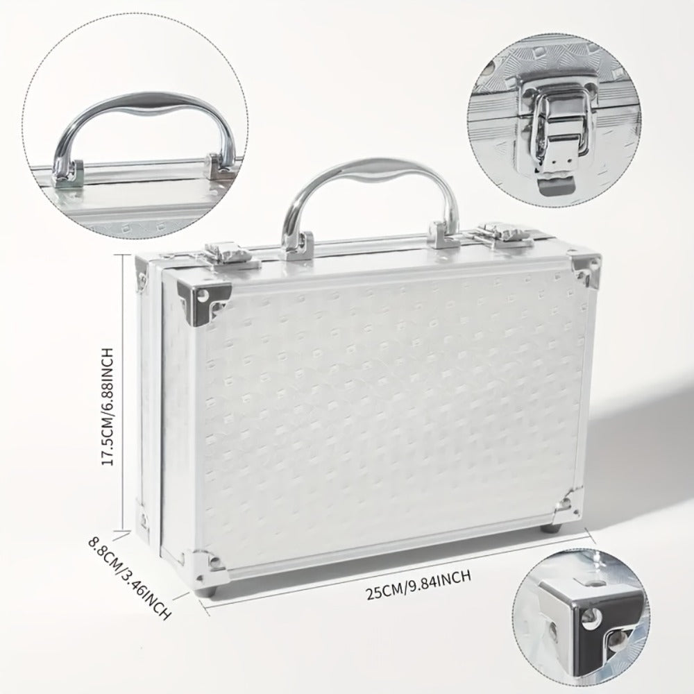 Makeup Kit 56-Piece Handled Mirror Case with Mixed Face, Eye and Lip Cosmetics in Silvery or Rose Color — image 16
