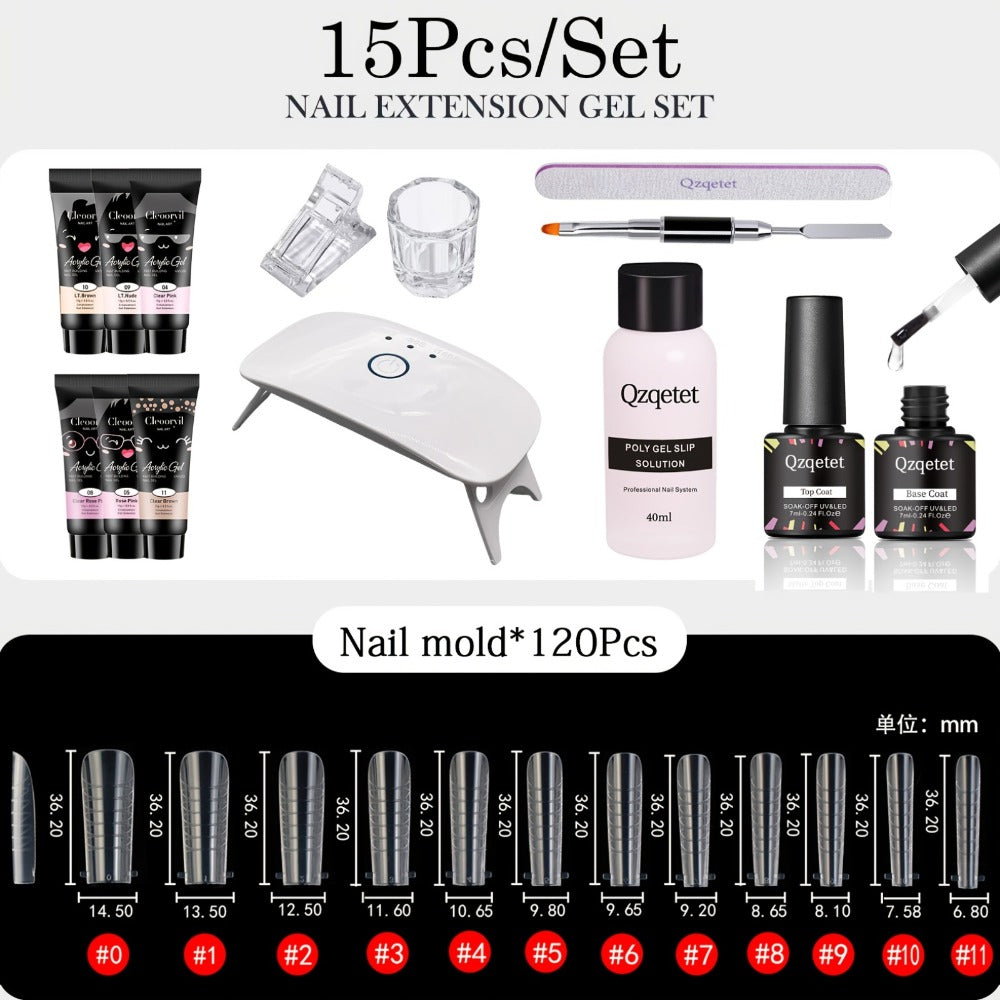 Poly Nail Gel Extension Kit 6 Colors with USB UV LED Lamp & Slip Solution – All-in-One Polygel Nail — image 2