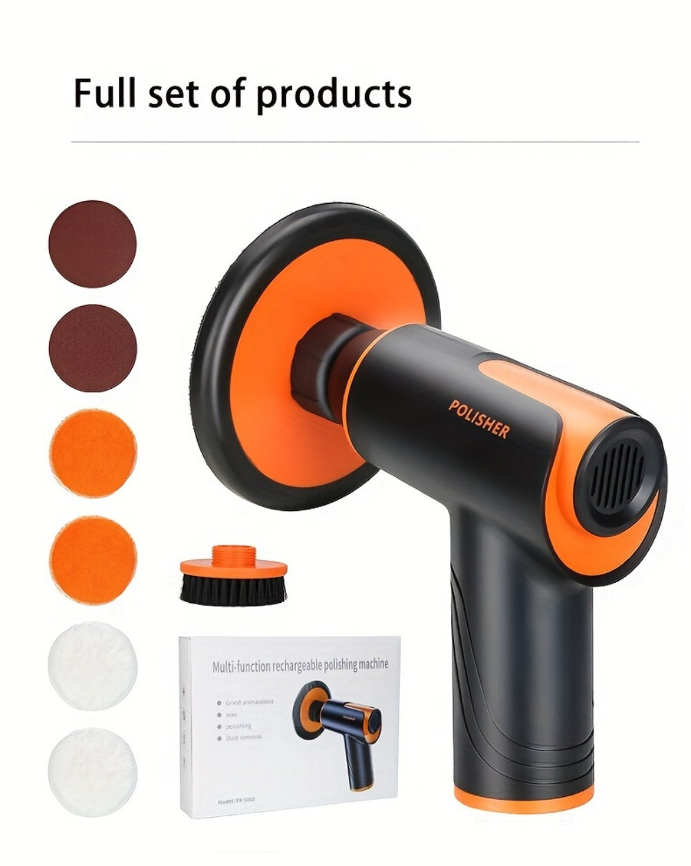 Car Polisher with 100W Cordless Rotary Body, Type-C Charging Port and Rechargeable Battery for Wax Application — image 20