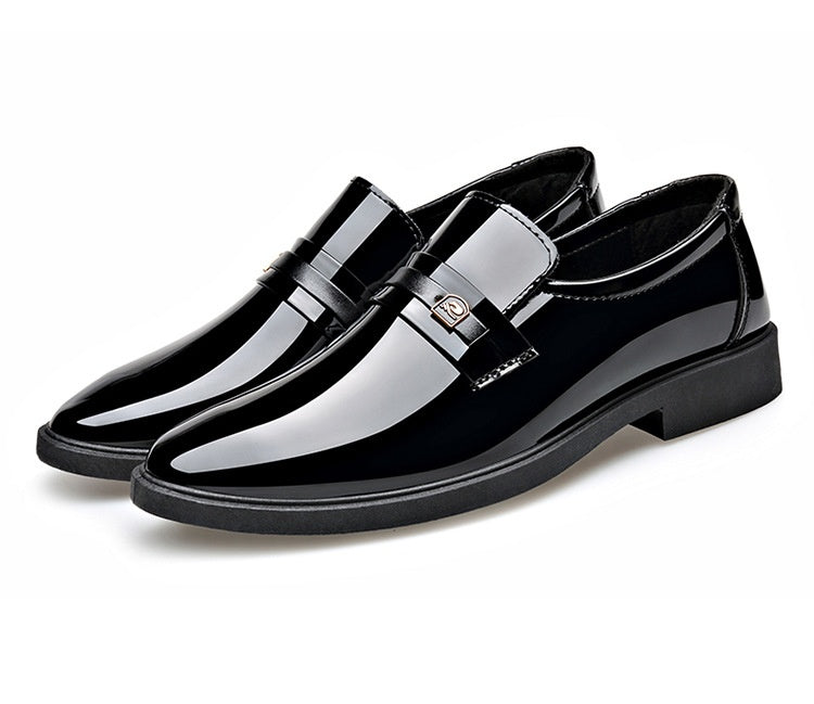 Dress Leather Shoes With A Mirror Like Slip On Design