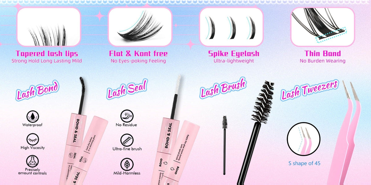 DIY Lash Clusters Gift Set 30D-100D Mixed Length Soft Fluffy Volume Cluster Lashes with Tweezers & Mascara — image 16