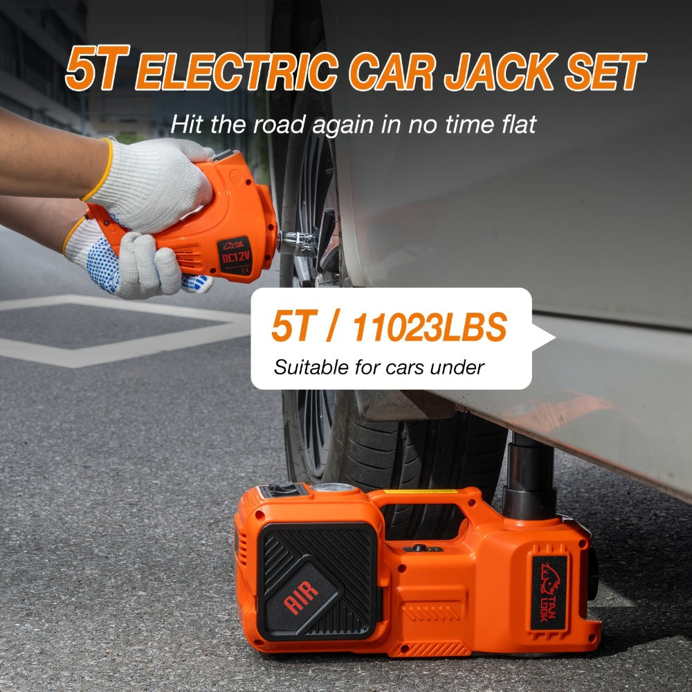 5 Ton Electric Hydraulic Car Jack with Built-in Air Pump – Portable Car Lift for SUV MPV Truck, Tire Replacement & Emergency 