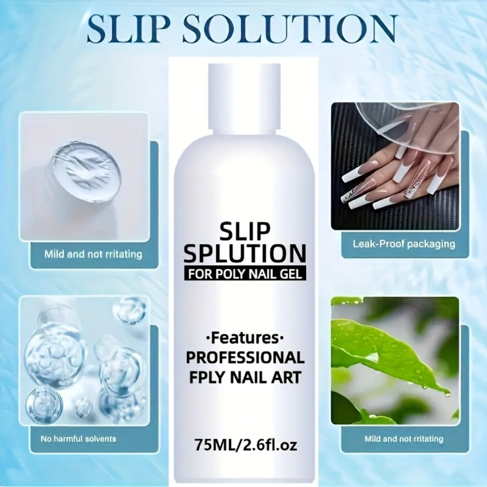 Poly Gel Slip Solution 75ml 2.6oz with Container – Anti-Stick Liquid for Poly Nail Extension Gel Application — image 2