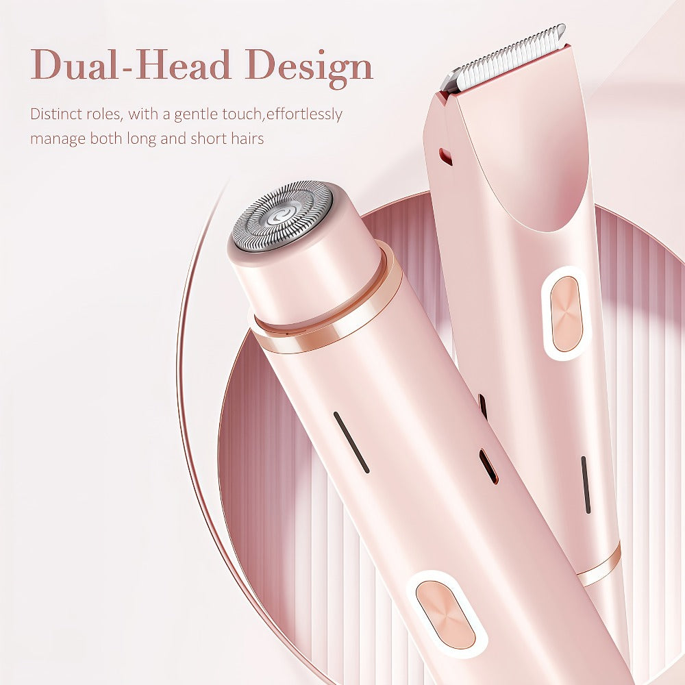 Bikini Trimmer for Women 2-in-1 Dual Head IPX7 Waterproof Electric Shaver Body Hair Trimmer Facial Hair Remover Bikini Undera