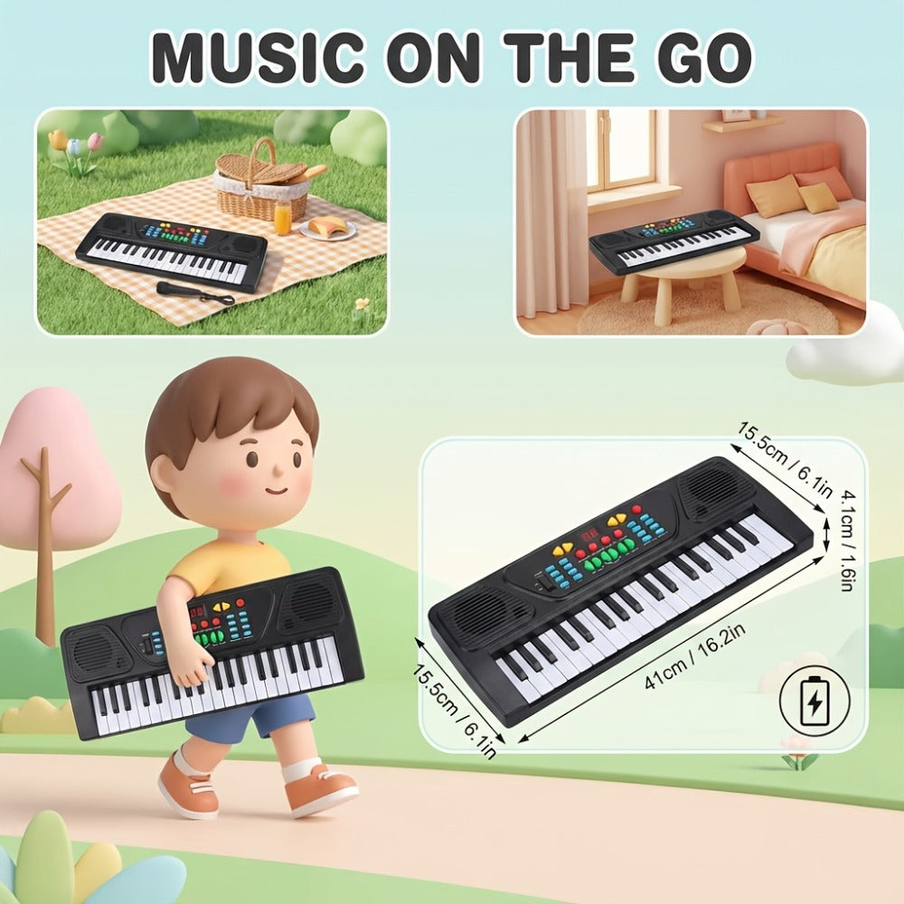 Kids Electronic Piano 37 Keys with Microphone, USB Powered Keyboard for Young Learners, Sing-Along Music Education Toy — imag