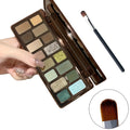 Eyeshadow Palette 16-Shade Brown and Green Compact with Matte, Shimmer and Glitter Finish Mix — image 1