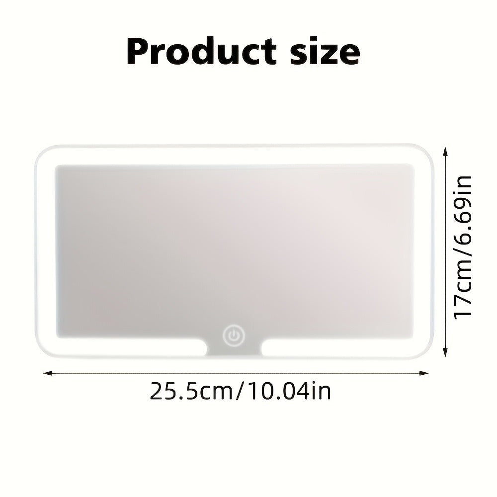LED Car Visor Mirror Rechargeable – Ultra-Thin Vanity Mirror with 3 Light Modes (Daylight, Dashboard, Cockpit), Universal Fit