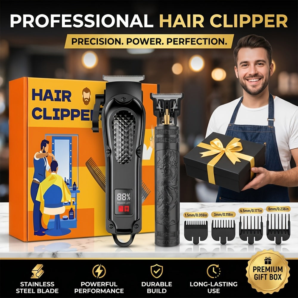 2-Piece Hair Clipper Set with Full-Size Clipper, Detail Trimmer, Guide Combs and USB Charging Accessories — image 21