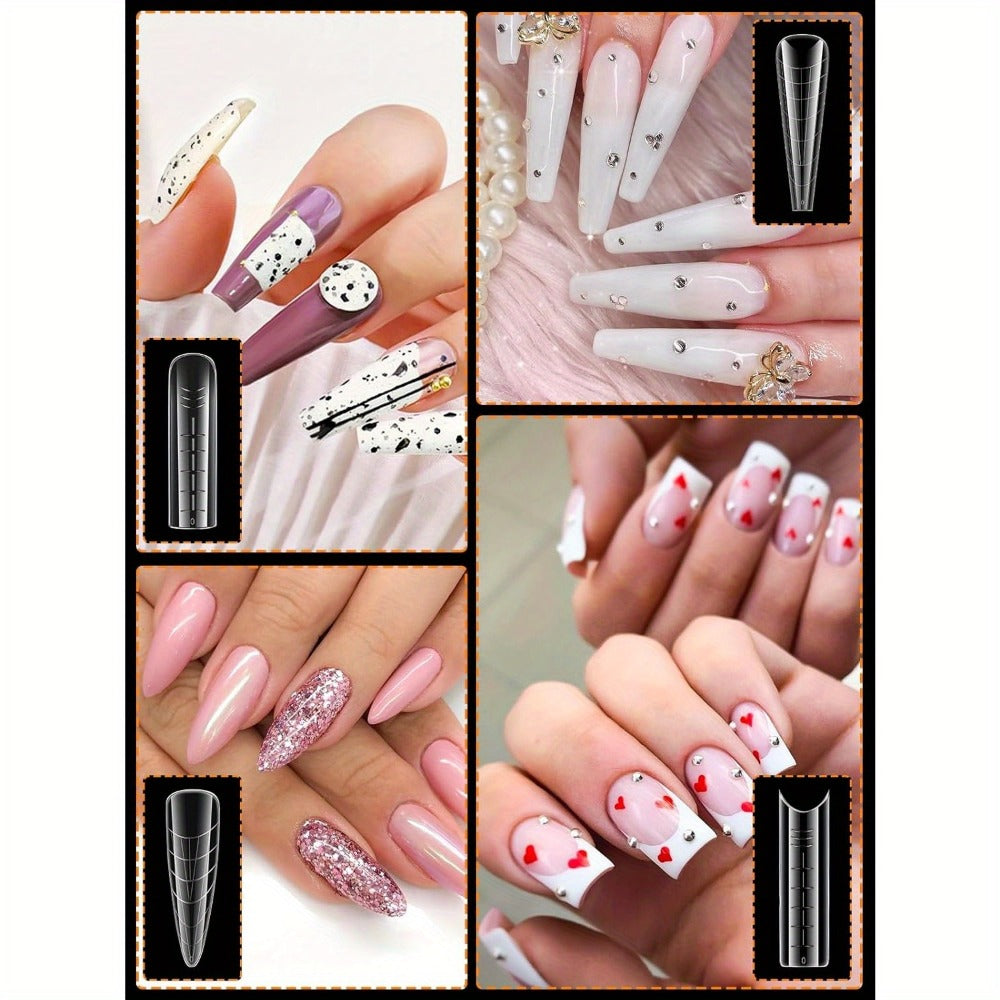 Poly Gel Nail Extension Form Kit – 192pcs Dual Forms, 96pcs Reusable Pads, 8 Shapes Acrylic Mold, Brush Pen — image 4