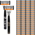 Safety Razor Kit 2 Handles 72 Double Edge Replacement Blades – Classic Wet Shaving Razor Set with Non-Slip Ergonomic Grip for