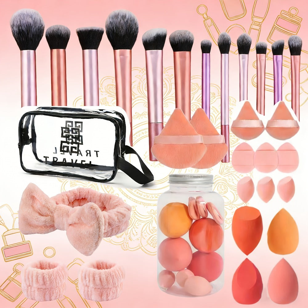 Makeup Brush Set, 41- or 47-Piece Synthetic Bristle Collection with Face Brushes, Eye Brushes, Sponges and Storage Bag — imag