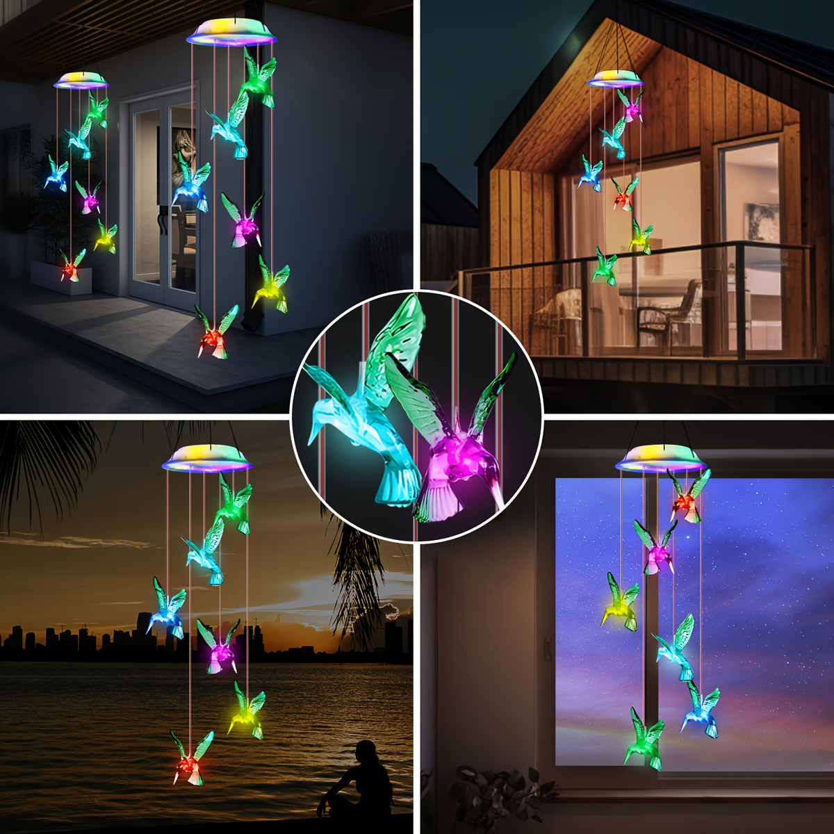 Solar Hummingbird Butterfly Pendant Light 6 LED Color, for Garden, Pathway and Patio Lighting — image 15