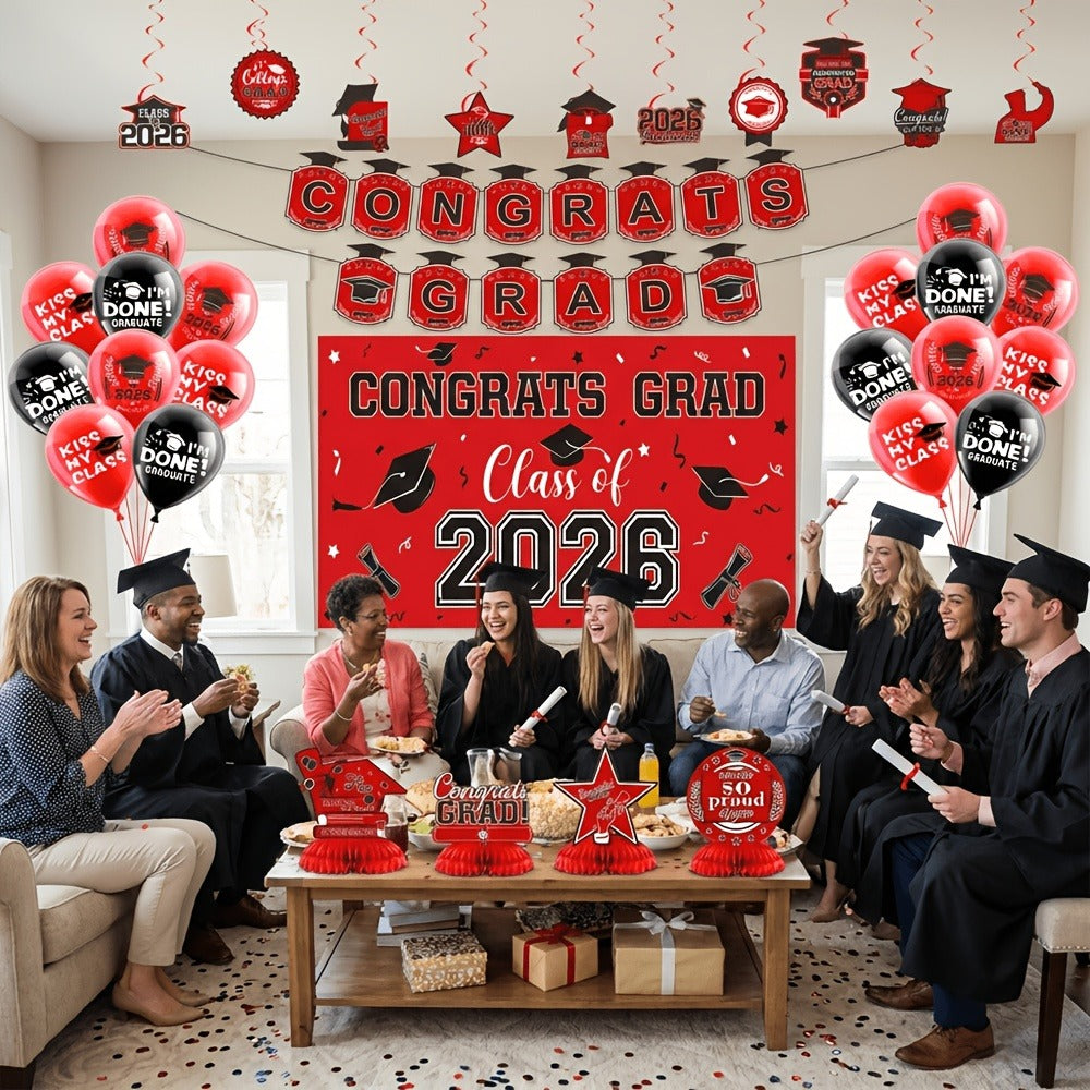 Class of 2026 Graduation Decoration Set with Letter Banner, Hanging Pieces and Six Color Options — image 10