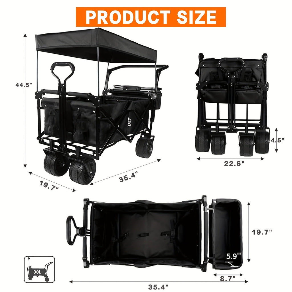 Folding Wagon Cart for Garden, Patio and Yard Use, with the Listed Configuration, for Everyday Use and Organized Storage — im