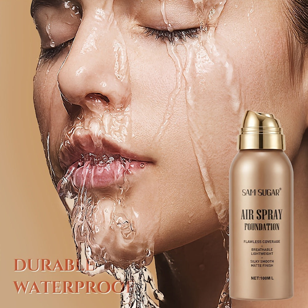 Waterproof Matte Foundation Spray Powder with Brush Set for Women – Sweat-Proof Long-Lasting Full Face Coverage Natural Finis