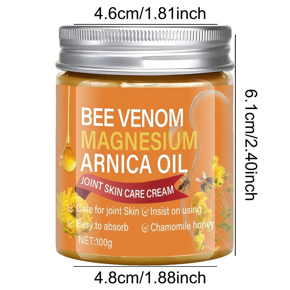 Body Cream 100g Amber Jar with Bee Venom Magnesium and Arnica Oil Package Callouts for External Massage Use — image 10