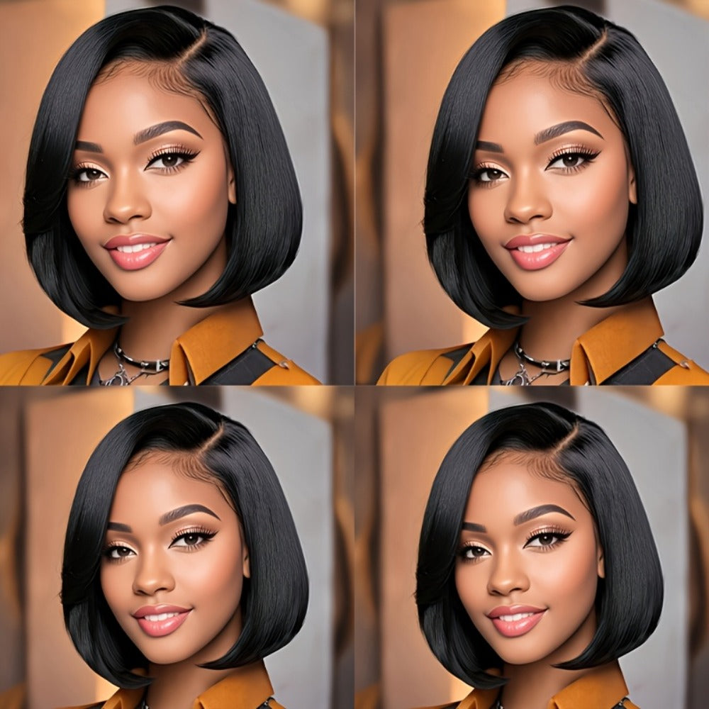 Synthetic Wig 8-Inch Curly-Wavy Brown Highlight Bob with Adjustable Rose Net Cap for Daily Styling — image 5