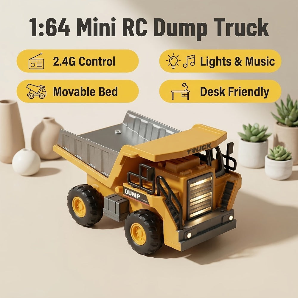 RC Construction Truck Toy 1:24 Scale Alloy Bulldozer Dump Truck & Excavator, 11-Channel Remote Control with Forward — image 9