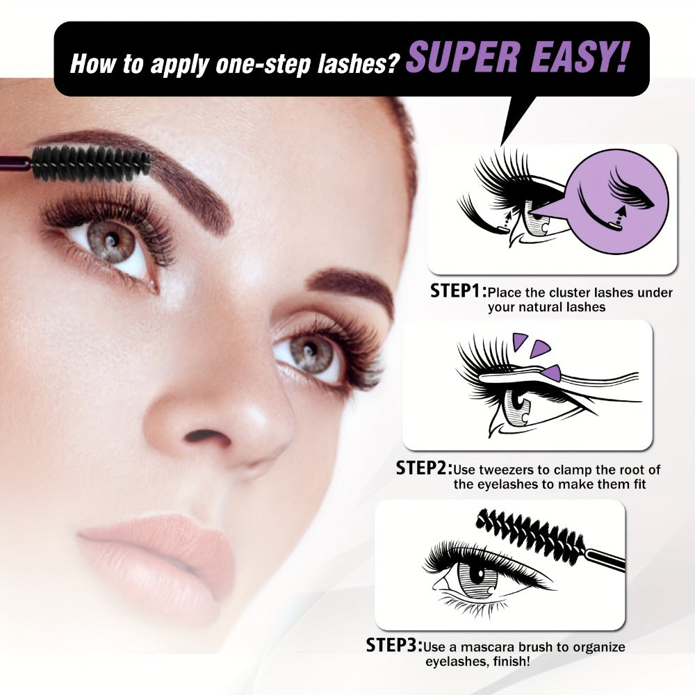 156-Piece Mixed Self-Adhesive Lash Cluster Tray with Black Tweezers and Spoolie Brush in Mixed Style — image 8