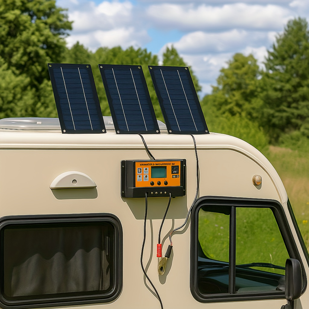 Solar Panel Kit Monocrystalline High Efficiency with 100A Charge Controller Extension Cable Battery Clip Complete Off-Grid Sy