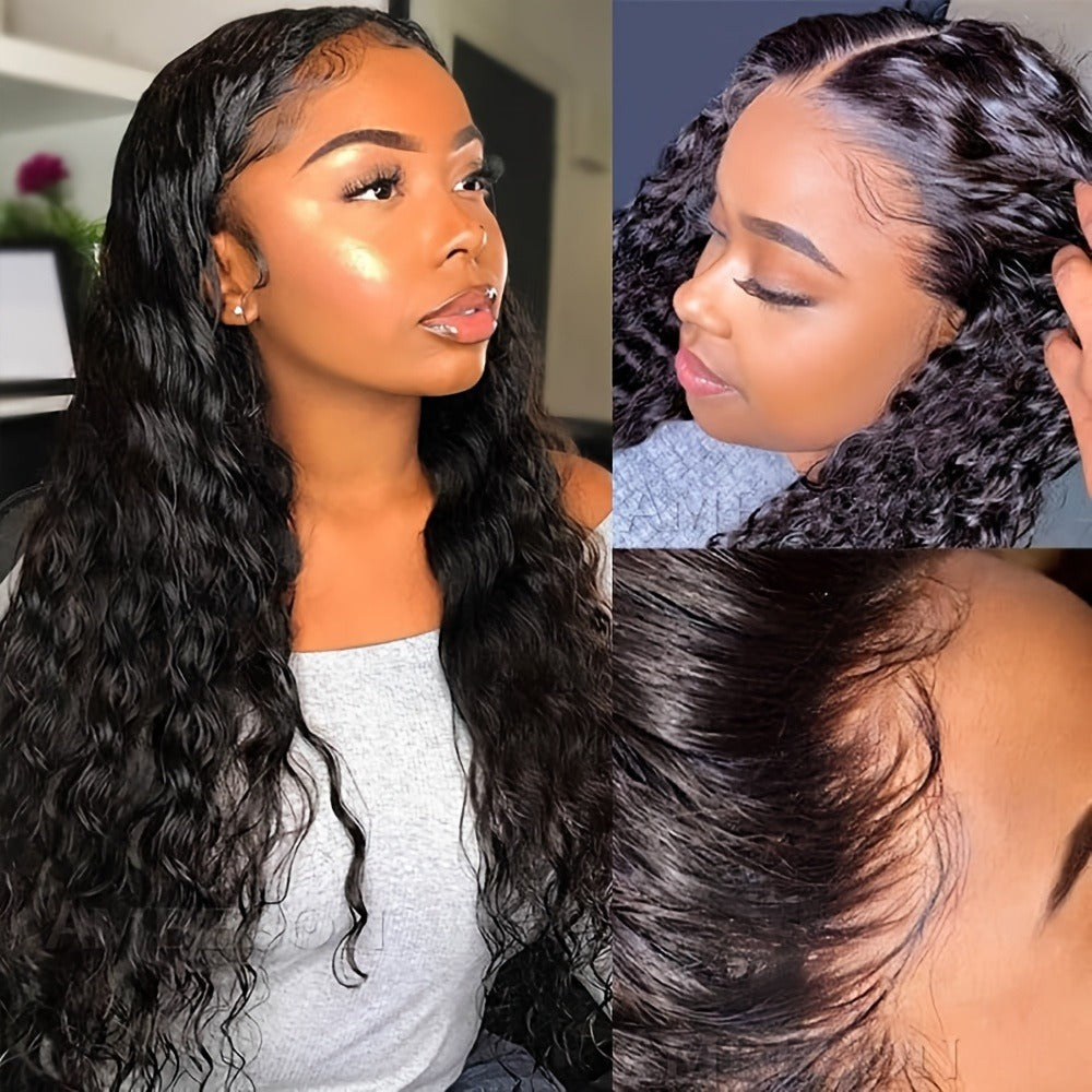 Loose Curly Lace Front Wig for Black Women – 26 Inch 13x4 Glueless Synthetic Hair, Natural Black, Heat Resistant, Hair Replac