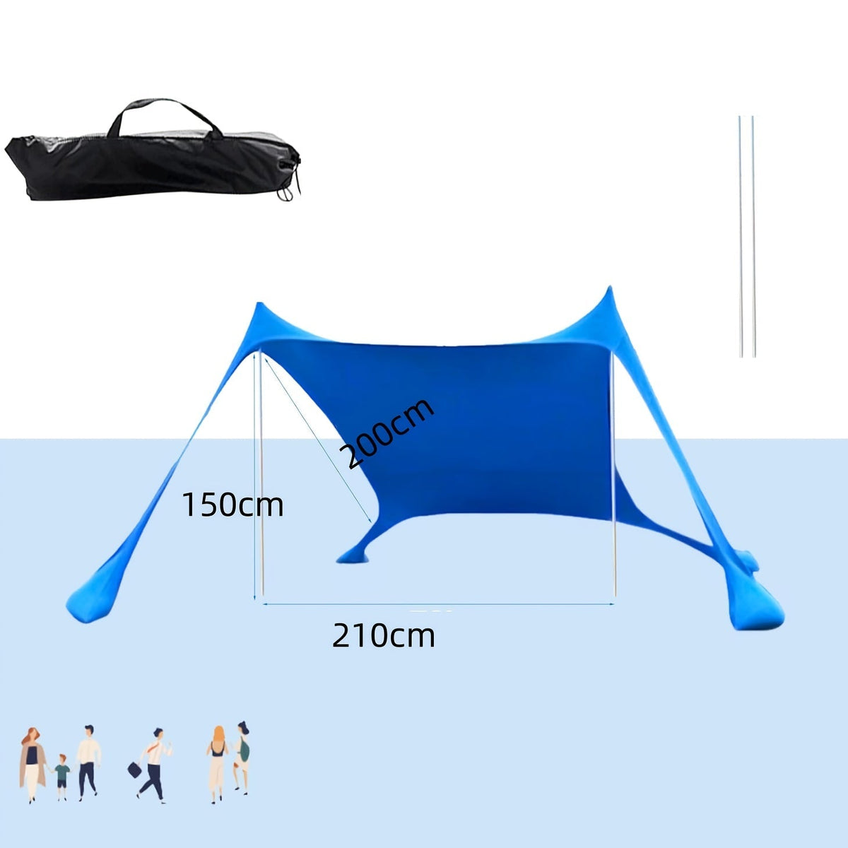 Beach Canopy Pop Up Sun Shelter Large 4-6 Person Portable Outdoor for Garden, Patio and Yard Use — image 4