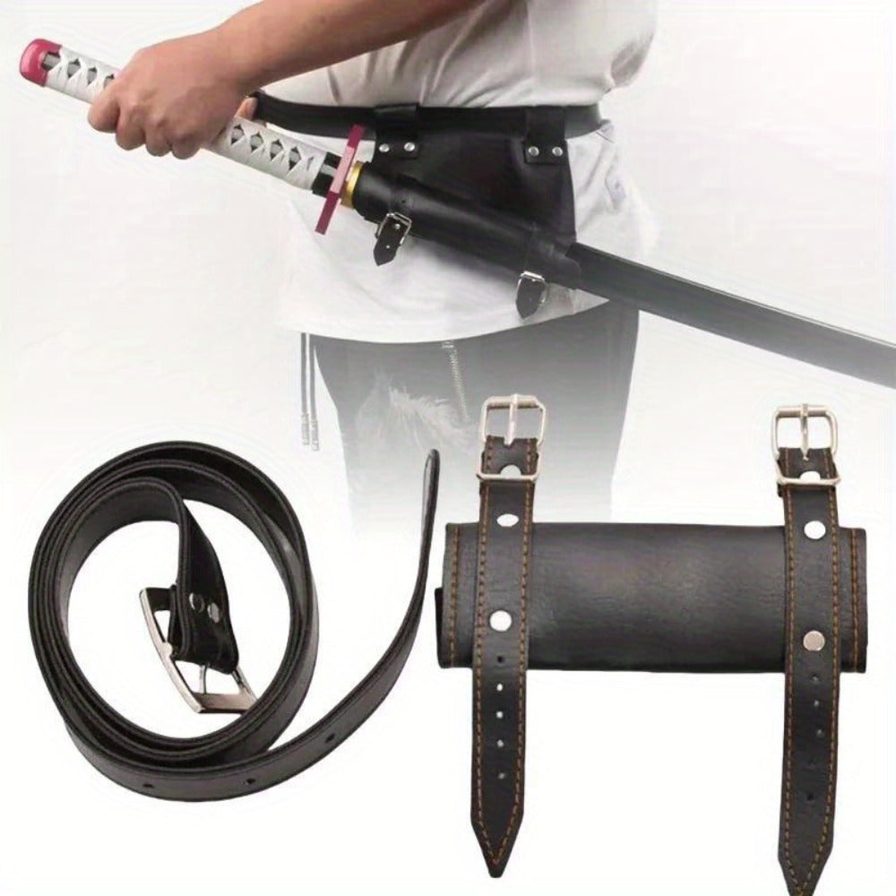 Sword Belt Holster with Dual Buckle Loops in Black or White for Katana-Style Costume Props — image 2