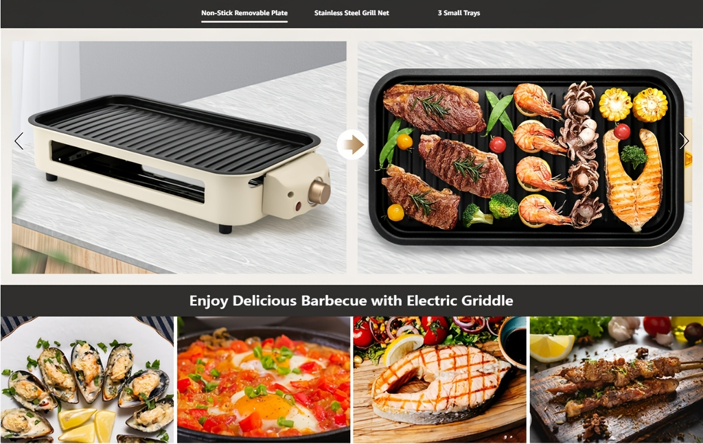 Indoor Electric Smokeless Grill 1700W with Raclette Pans, Non-Stick Plate, Portable Tabletop BBQ Griddle for Couples — image 