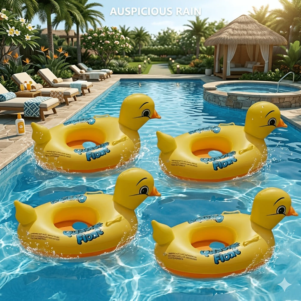 Pool Float Duck-Shaped Ring with Two Built-In Handles and One, Two or Four-Piece Pack Selections — image 8