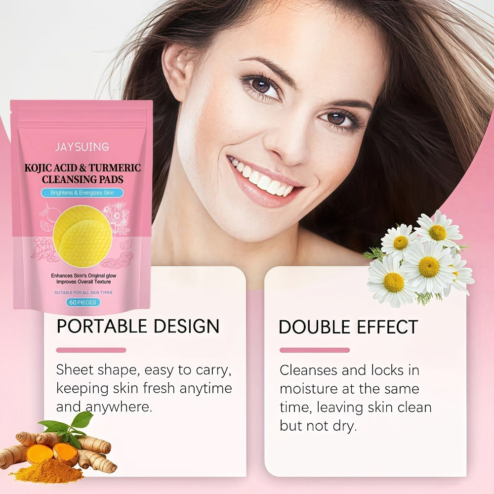 Cleansing Pads 180pcs - Turmeric Niacinamide Citric Acid Deep Cleansing Makeup Remover Gentle Face Pads — image 6