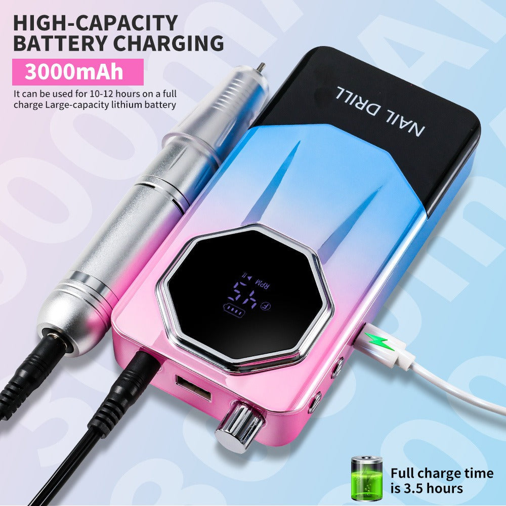 Electric Nail Drill 45000 RPM USB Rechargeable Kit with LCD, Forward Reverse and Three Finishes — image 2