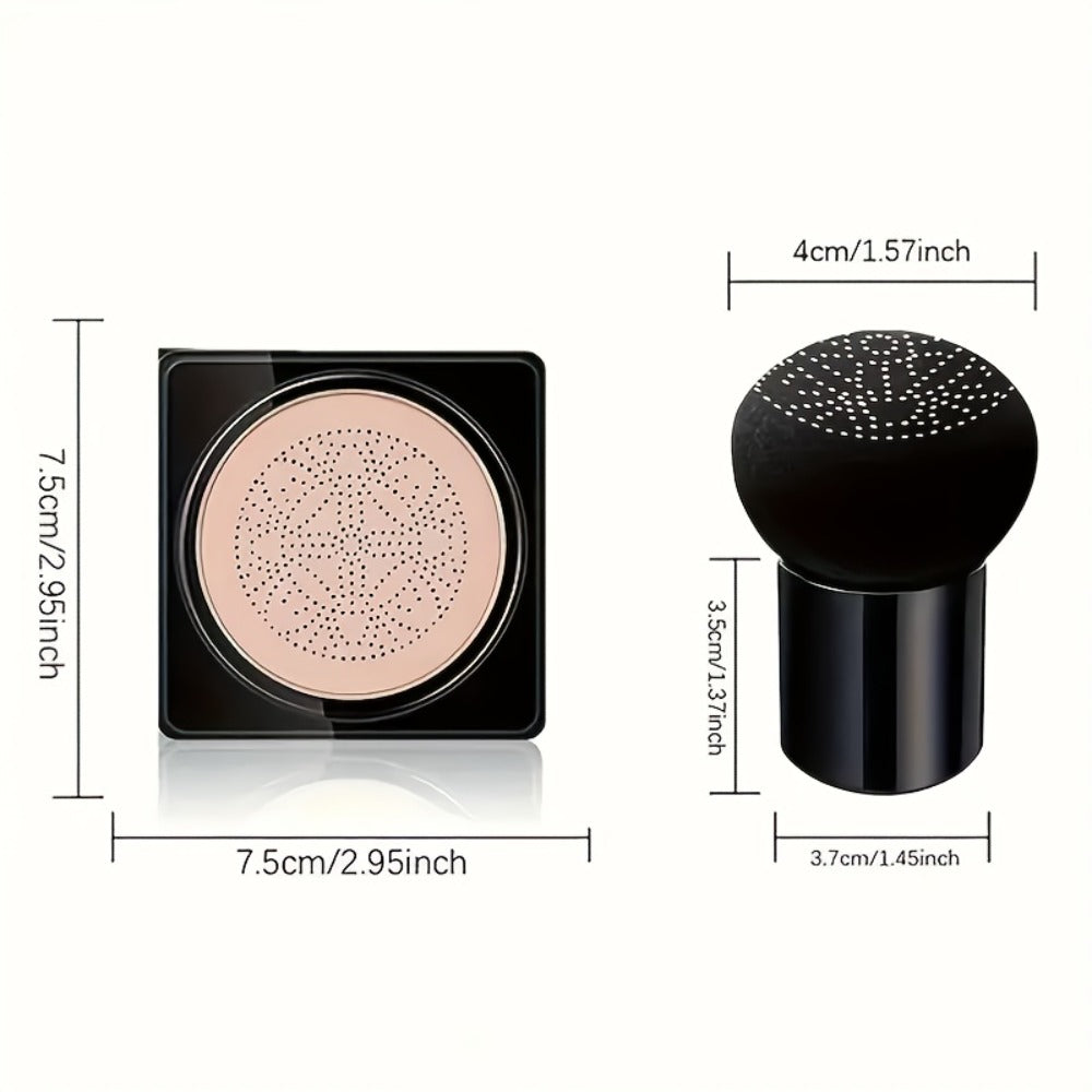 BB CC Cream 2 Pack with Mushroom Air Cushion Puff, Full Coverage Lightweight Makeup Base, Moisture-Retaining Dewy Finish Foun
