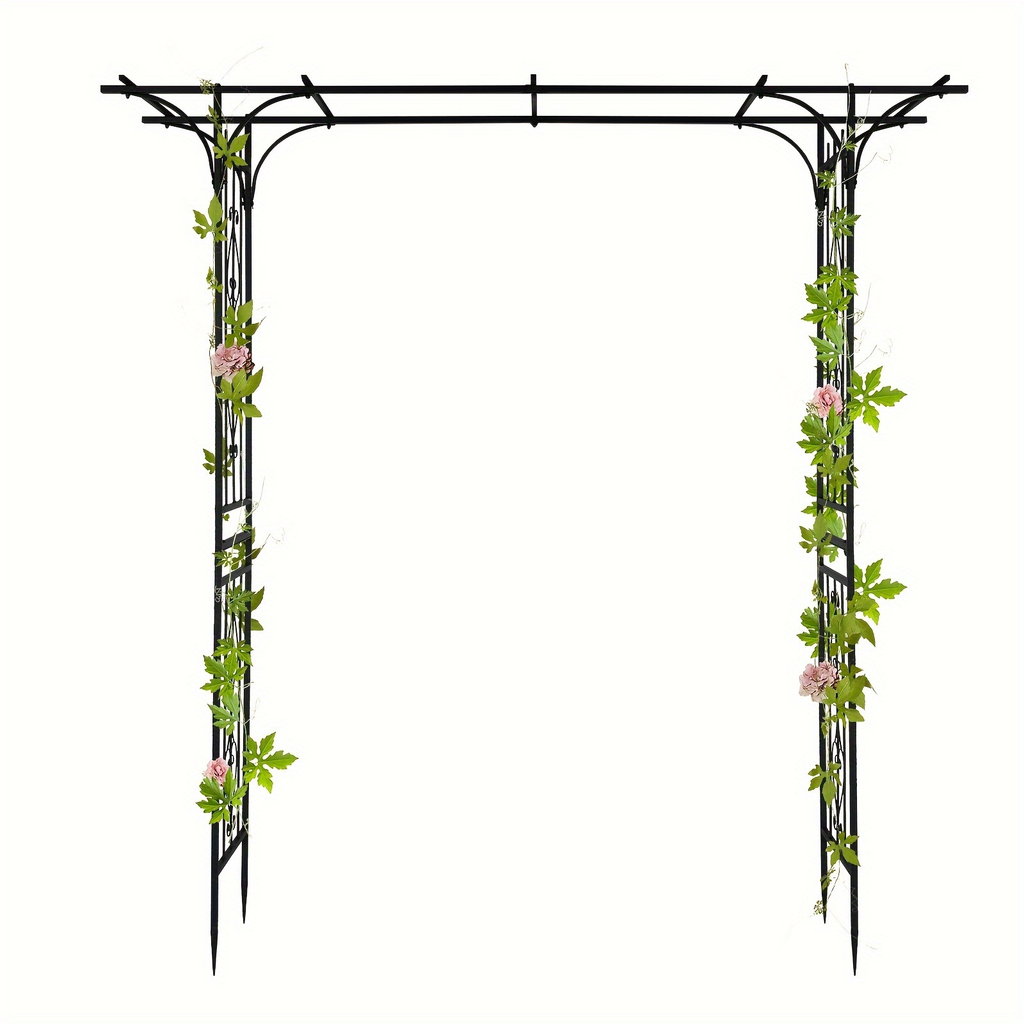 Flat Top Iron Garden Arch 16mm Tube Climbing Rose Trellis for Garden, Patio and Yard Use, with the Listed Configuration — ima