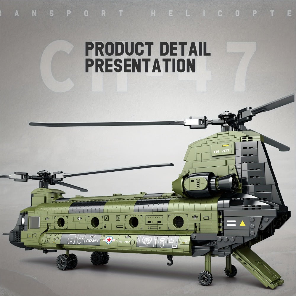 Chinook Helicopter Building Blocks Set 1622 Pcs – US Military CH-47 Transport Helicopter MOC Model Kit Adults Teens Aviation 