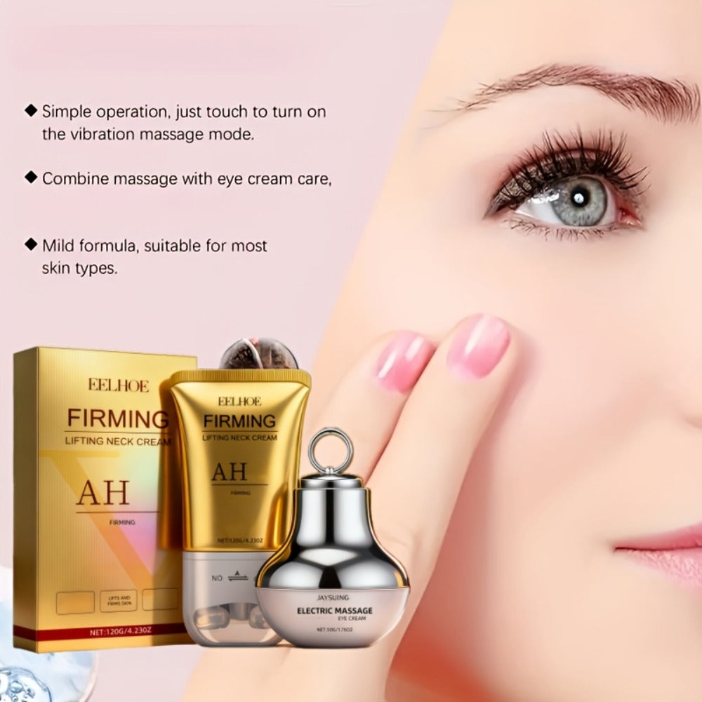 Eye Cream Neck Roller Cream Kit 2 Piece - Coffee Seed Extract Hyaluronic Acid Instant for Bath Time, Home Spa and Personal Ca