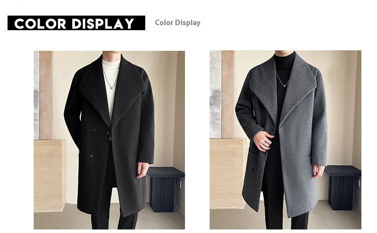 Men's Cotton-padded Mid-length Woolen Coat