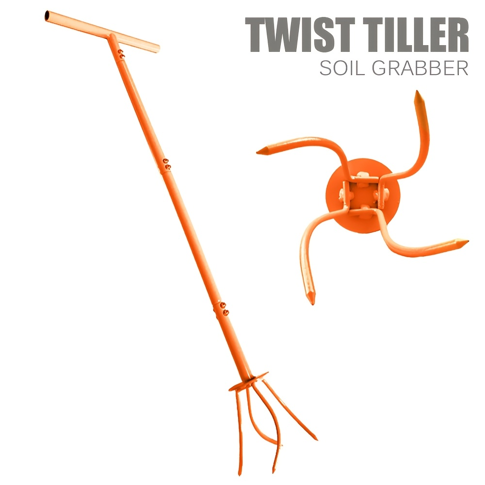 Garden Cultivator Manual Soil Loosener & Scarifier, Heavy-Duty Detachable Ergonomic Handle, Multi-Function Tool for Lawn Aera