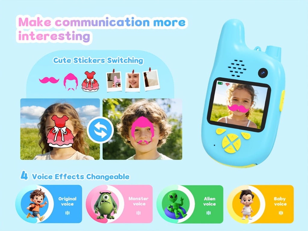 Walkie Talkies, Kids Video 2 Pack Video Call, Voice Changer & Dual Camera, Long Range Outdoor Toy — image 20