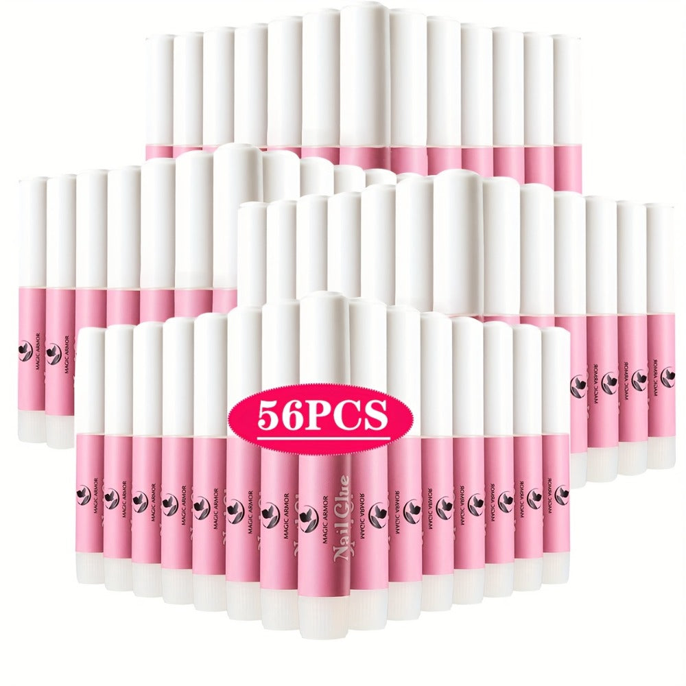Nail Bonding Gel 56pcs Bulk Pack Strong Instant Adhesive for Press On Nails Acrylic Tips – Fast Dry Long-Lasting Clear Liquid