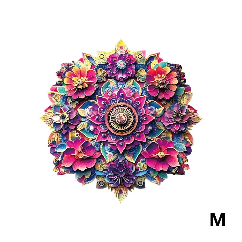 Floral Mandala Wooden Jigsaw Puzzle with Irregular Pieces and S, M and L Options from 5.31 to 11.02 Inches — image 6