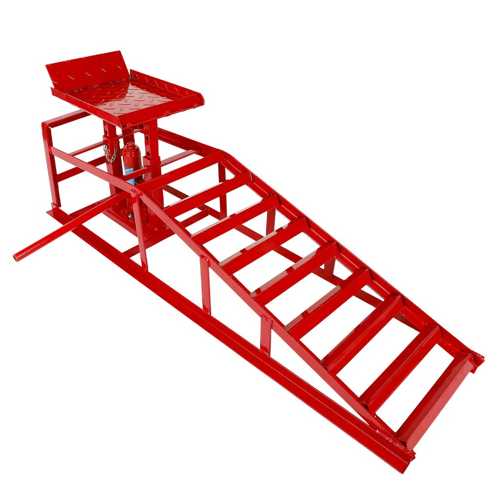 Hydraulic Vehicle Ramps 11, 000 lb 5T Low Profile Heavy Duty Lift Service Ramps for Truck Trailer Garage – Adjustable Height 
