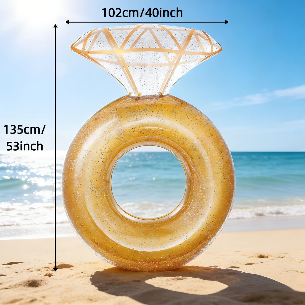Giant Engagement Ring Pool Float, 49 x 31-Inch Inflatable in Gold, White or Pink for Bridal Pool Parties — image 5