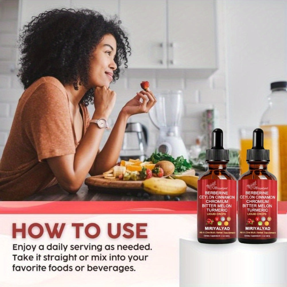 Berberine Blood Sugar Support Liquid Drops 2 fl oz with Ceylon Cinnamon Chromium Bitter Melon Turmeric — image 5