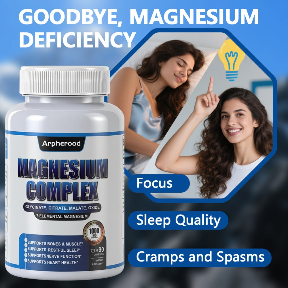 Dietary Supplement Magnesium 7-in-1 Complex with Glycinate, Malate and Taurate, 1000mg per Serving — image 9