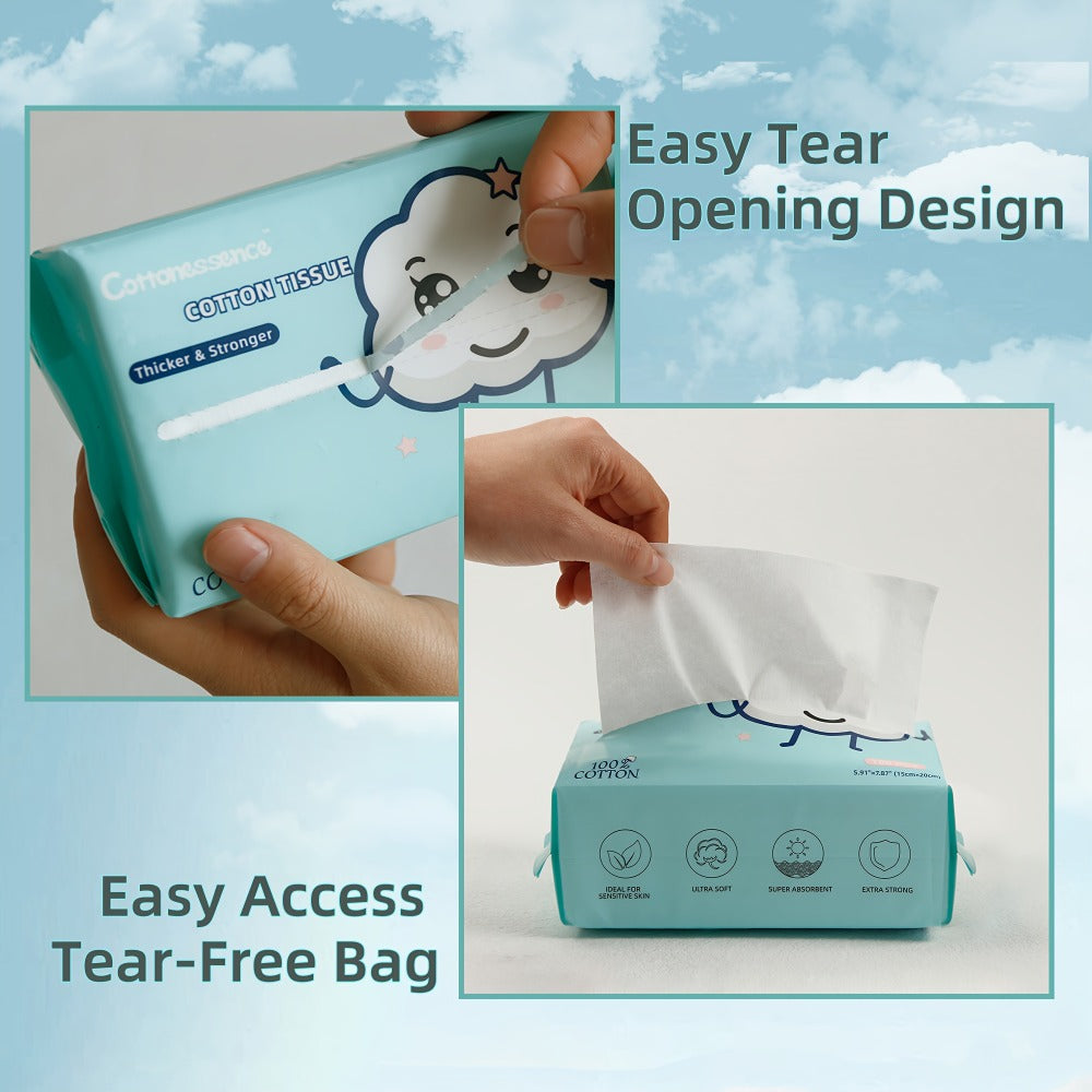 100% Cotton Disposable Face Towels Draw-Style Box 200 400 600 Count, for an Everyday Personal Care Routine — image 7