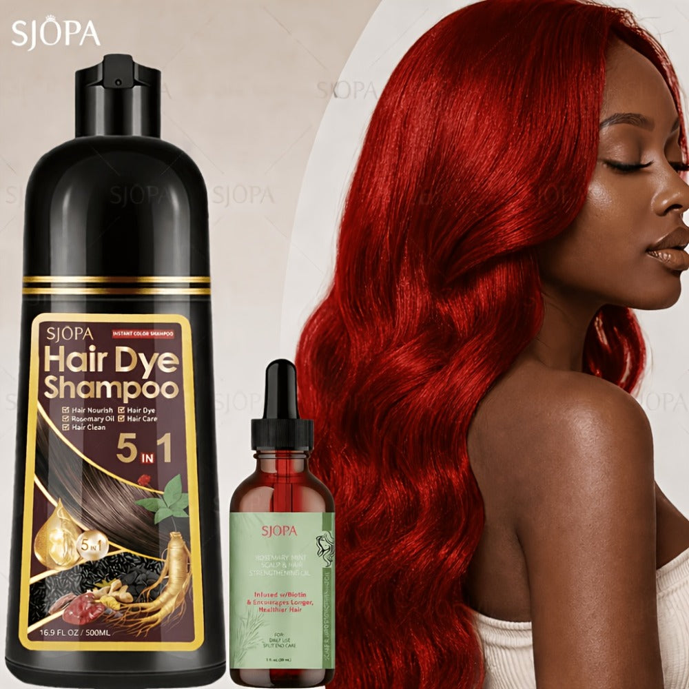 Gray Coverage Hair Dye Shampoo Kit 3-in-1 with Rosemary Hair Oil - Quick Color, Gentle & Natural Formula for Men & Women — im