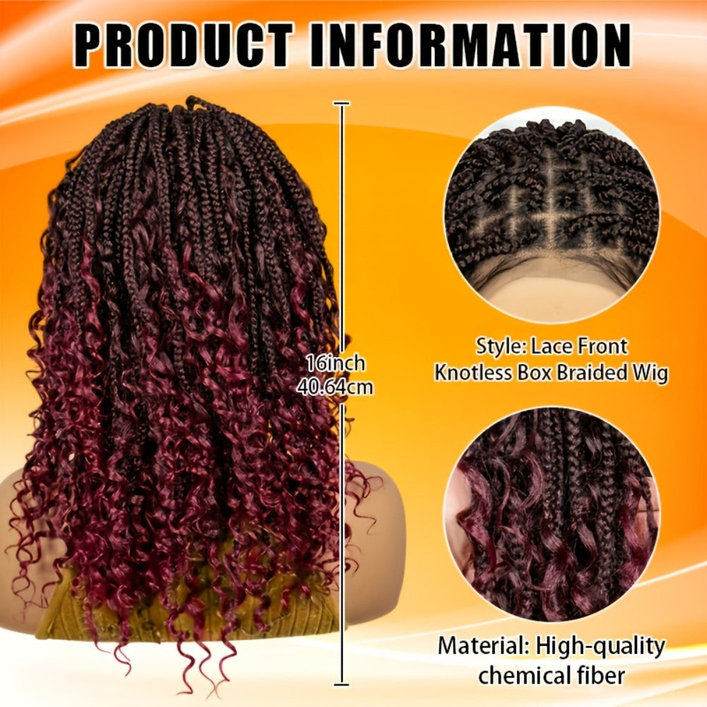 Goddess Square-Braid Wig with Curly Ends in 14- or 16-Inch Lengths and Black, Burgundy or Brown Colors — image 21