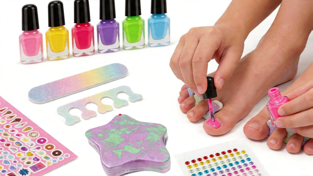 Pedicure Play Set for Girls 8+, 320+ Pieces Pretend Spa Kit with Colorful Nail Polishes & Stickers — image 7